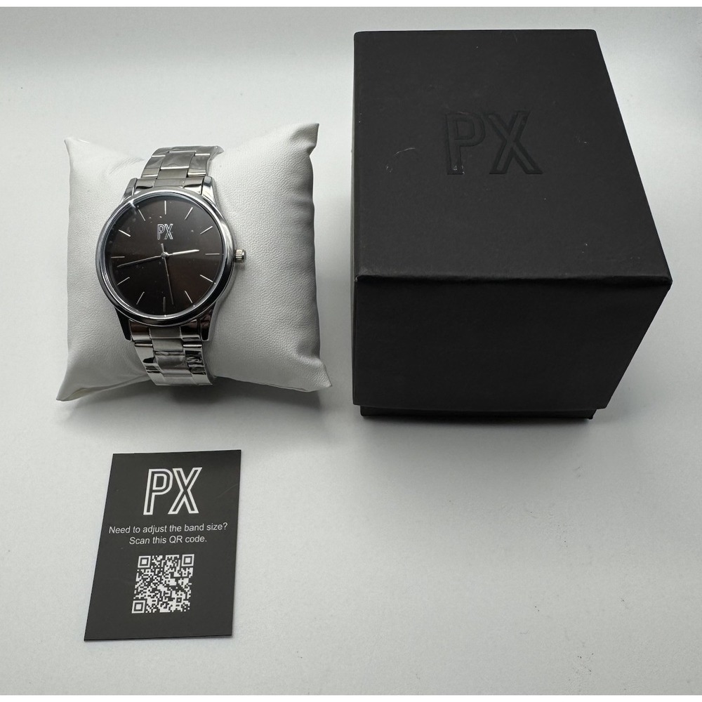 PX‎ Watch Silver Tone Bracelet With Brown Face Model 9WA9001M